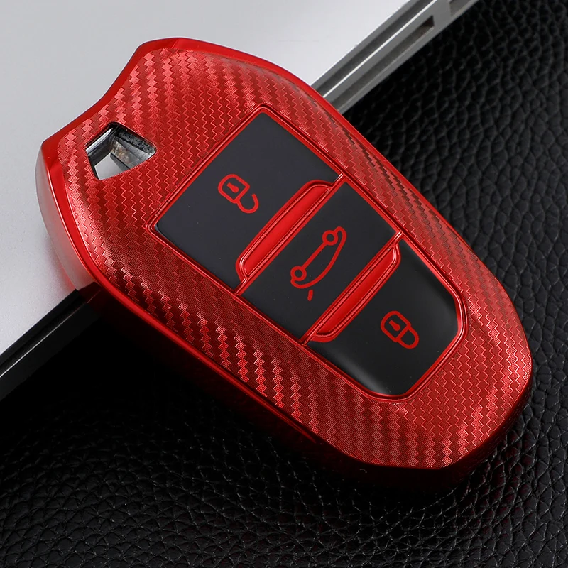 Z włókna węglowego TPU samochodów inteligentne etui na klucz pokrywa dla Peugeot 308 3008 508 5008 408 4008 208 301 407 dla Citroen C4 C6 C3-XR Picasso DS