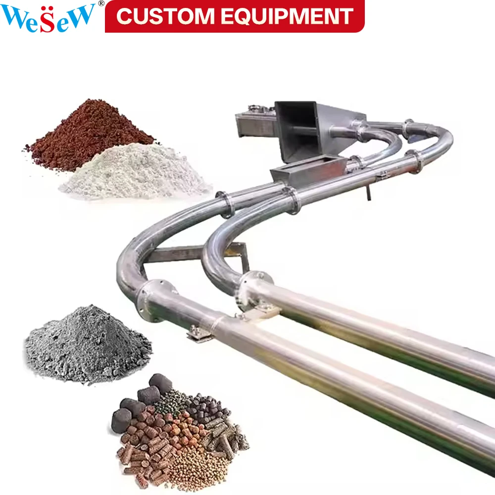 Custom-made fully enclosed pipeline chain conveyor industrial tubular conveyor, suitable for cement, flour, and ash plant manufa