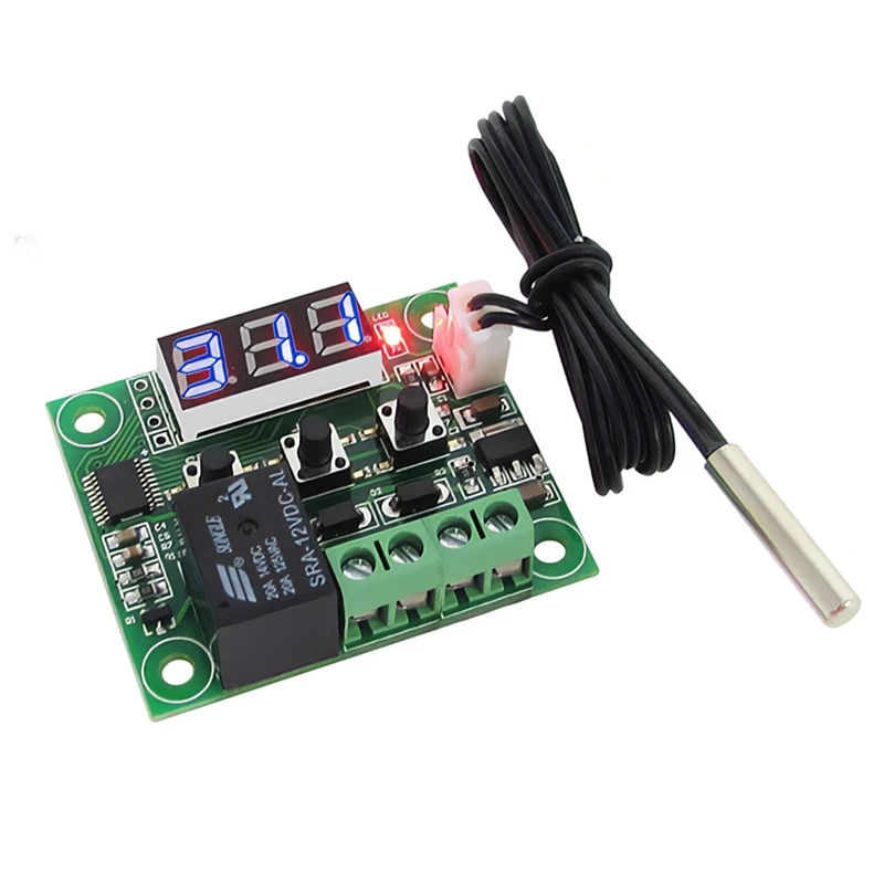 A23F-2Pcs W1209 Temperature Controller Module With Case LED Display Digital Thermostat Module With Waterproof NTC Probe