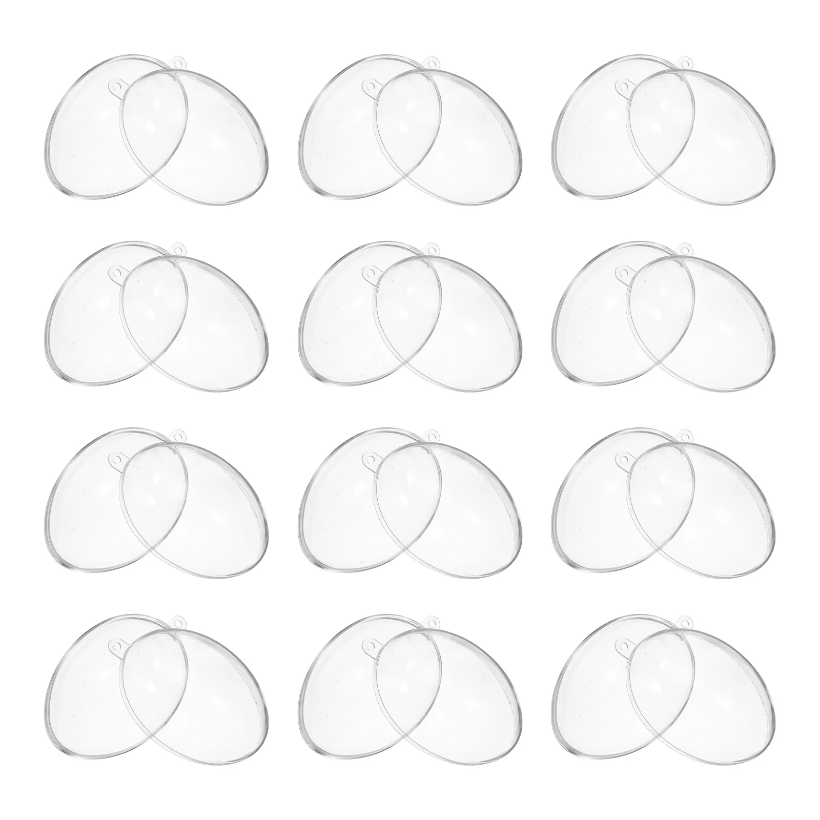 

12pcs Egg Shaped Fillable Ornaments Transparent Plastic Diy Hanging Balls For Christmas Easter Wedding Party Candy Box Decor