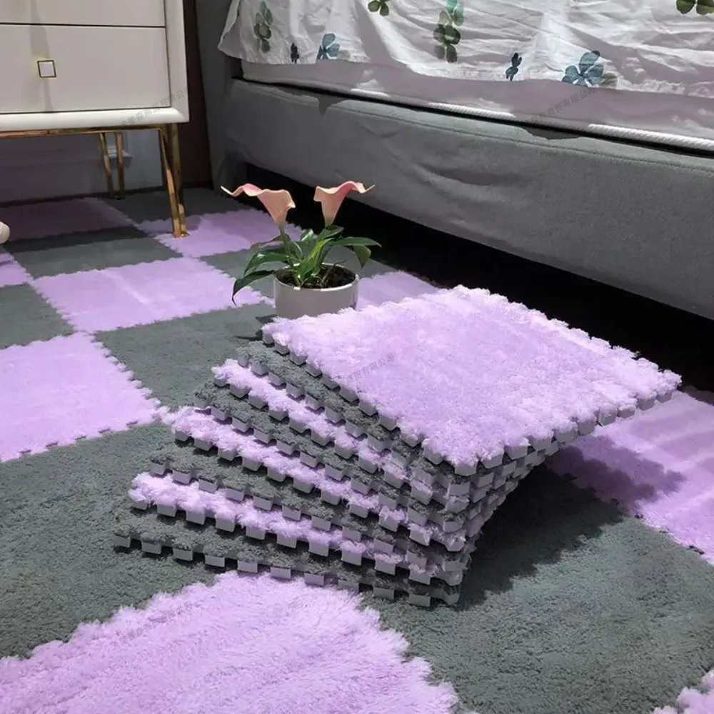 16Pcs Baby Play Activity Plush Mat 30x30cm Eva Foam Non-slip Splice Mat Interlocking Soft Plush Children Room Warming Floor Mat