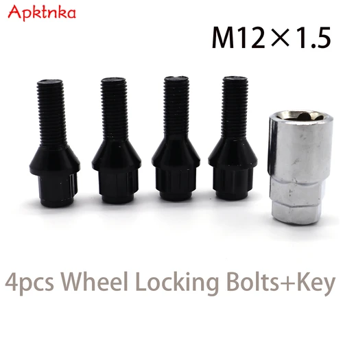 Imagen 1 del producto Pernos de bloqueo de rueda de aleación de coche, tuercas, terminales negros M12x1.5, 17mm, cono hexagonal para BMW 1, 3, 5, 6, 7, 8 Series E36, E46, E60, E61, E90, M1, Z3, Z4, 4 Uds.