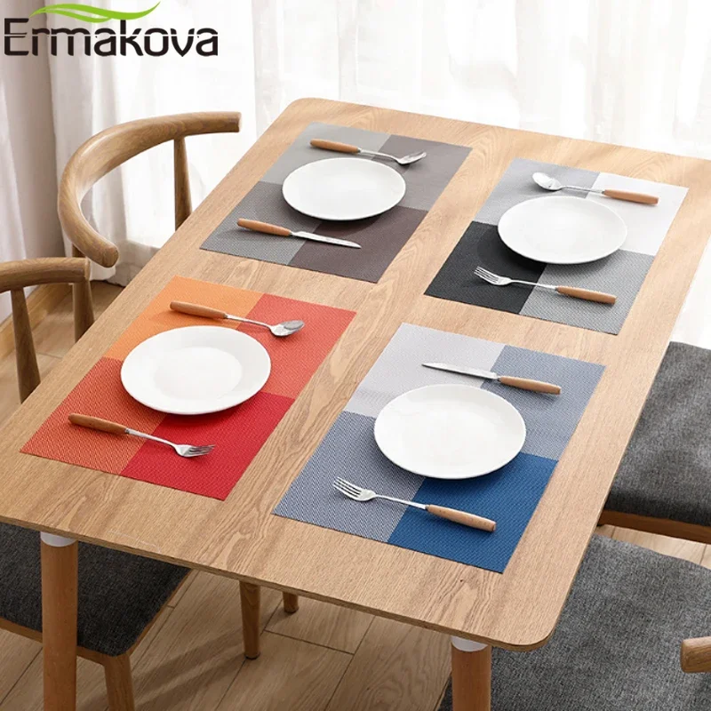 ERMAKOVA Placemats Table Mats Non-Slip Washable Place Mat Heat Resistant Tablemat Dining Table Disc Bowl Pad Coaster