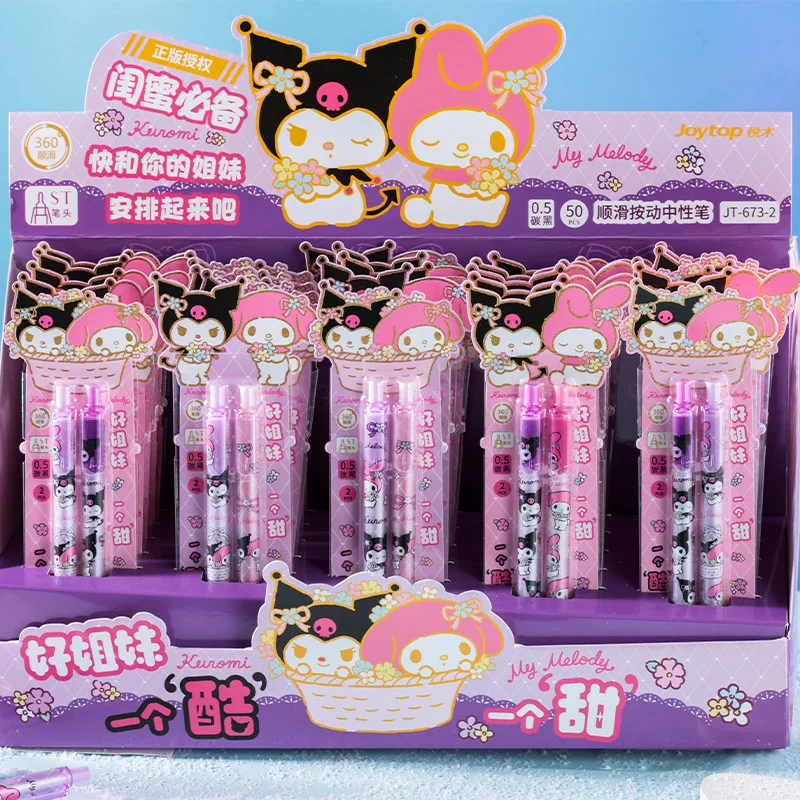 

50pcs Sanrio Kuromi My Melody Press Rollerball Pen Netural Pen Cartoon Students Office Stationary 0.5mm Black Pen Wholesale