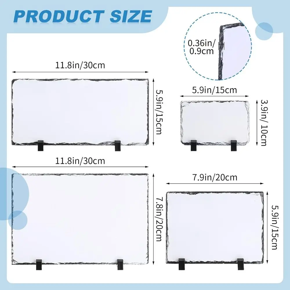 4 Pcs Sublimation Blank Rock Custom Stone Picture Matte Heat Transfer Rock Photo Plaque with Display Stand or Desktop Souvenir D