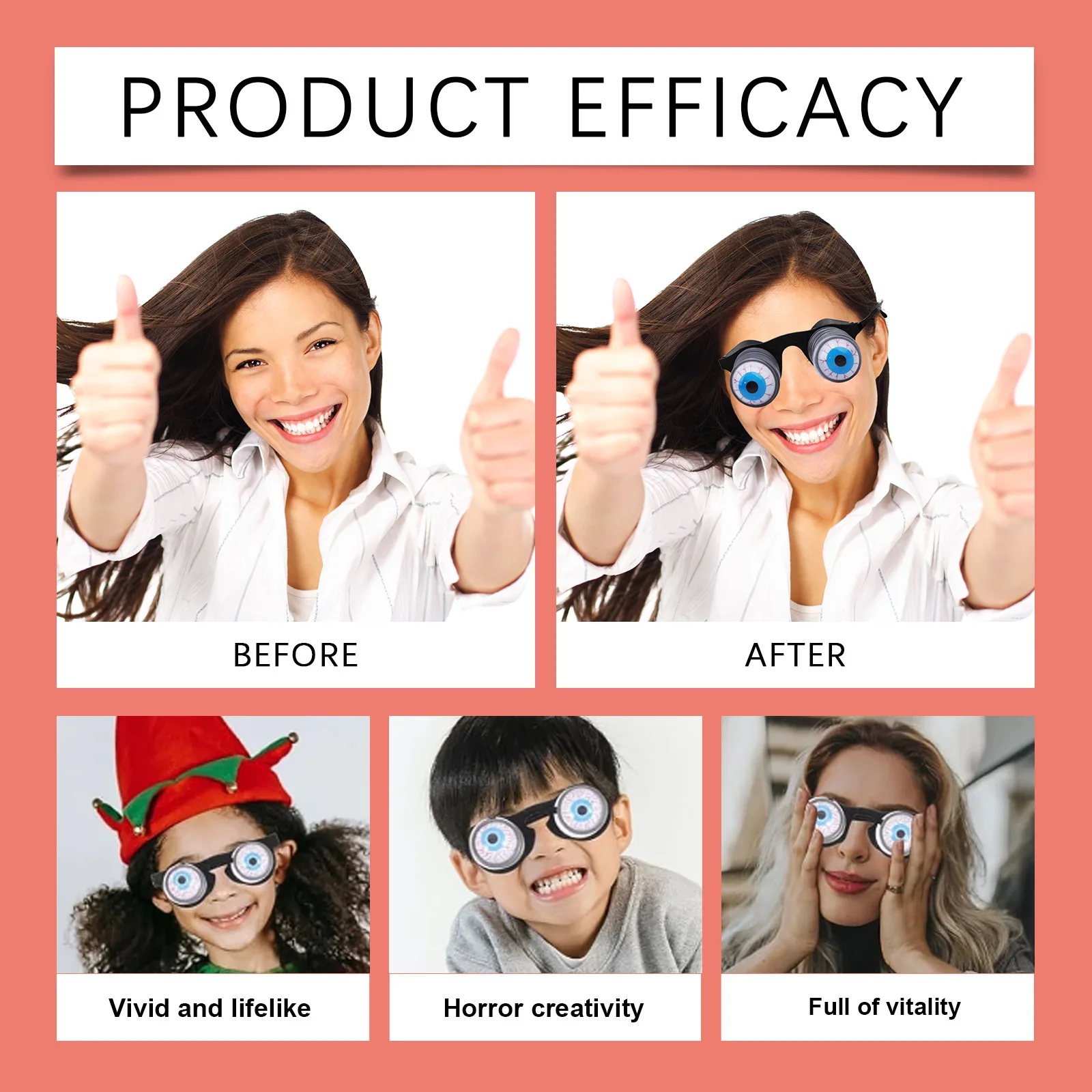 نظارات الهالوين المخيفة، رعب مخيف، مزحة مضحكة، ملحقات تزيين الحفلات، تصميم إبداعي، نظارات جهاز الربيع