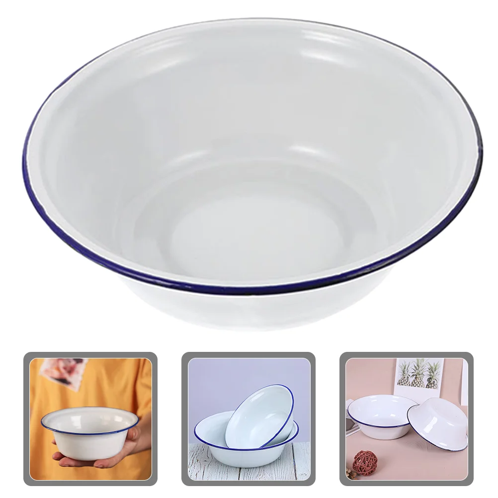 

Wnamel Trifle Pasta Kitchen Soup Holder Dough Mixing Bowl Noodle Enamel Salad Bowls