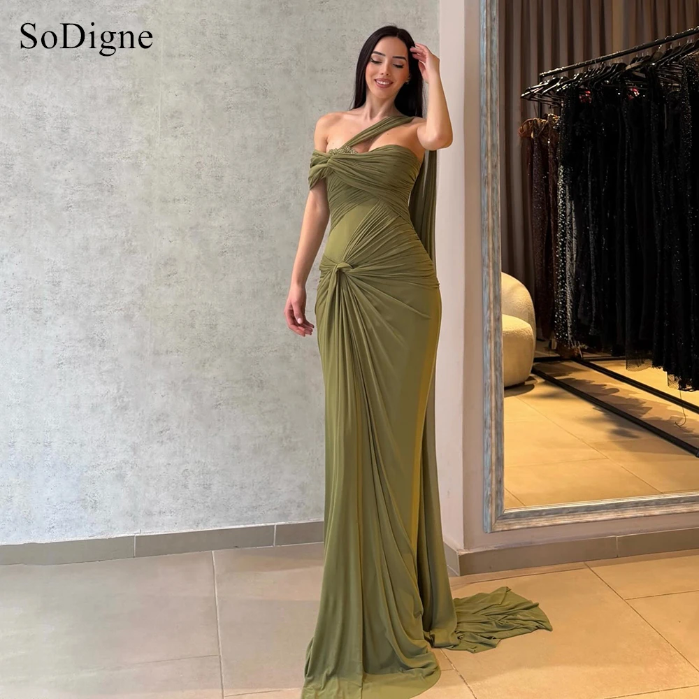 

SoDigne Sexy Cut-Out Strapless Chiffon Evening Dress Pleats Sleeveless Ribbons Party Dresses Long Bodycon Prom Gowns Customized