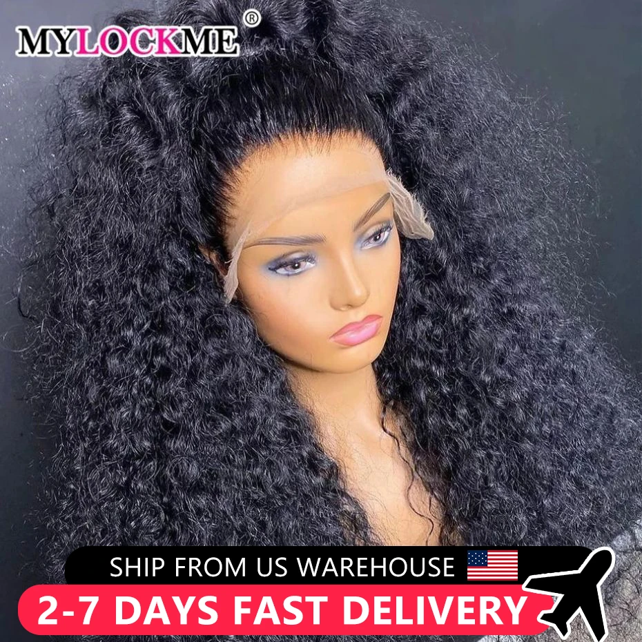 Deep Wave 13x4 HD Transparent Lace Frontal Human Hair Wig Brazilian Remy Wave Curly Hair 4x4 Closure Wigs For Women MYLOCKME