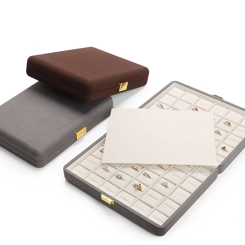 High-grade luxury microfiber jewelry box ring necklace storage box pendant double-sided jewelry gift box