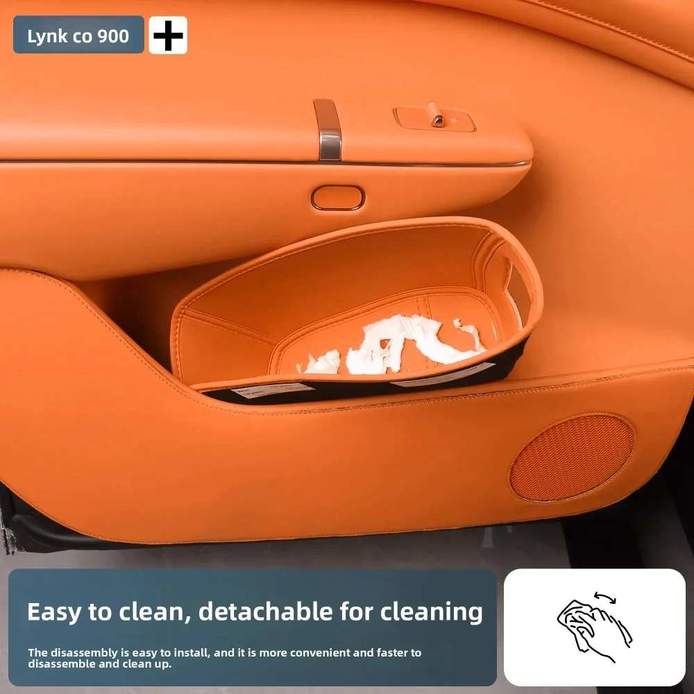 For Lynk & Co 900 2025 Car Door Slot Storage Pocket Leather Anti-slip Mat Front Rear Door Handle Organizer Box Stowing Tidying