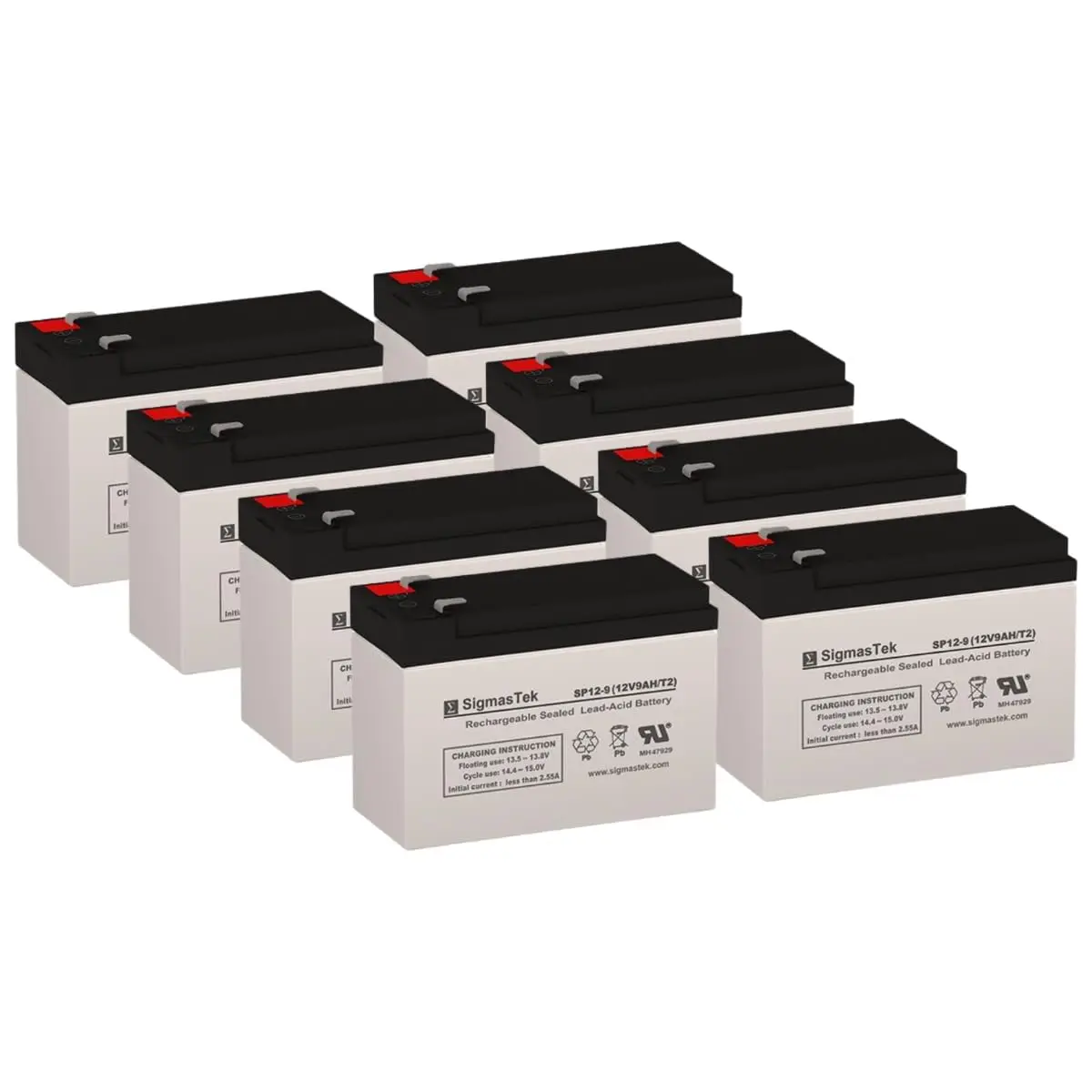 Universal 12V 9Ah F2 Battery Pack of 8, Sealed Lead Acid Rechargeable Replacement for UPS Alarm System, Customized