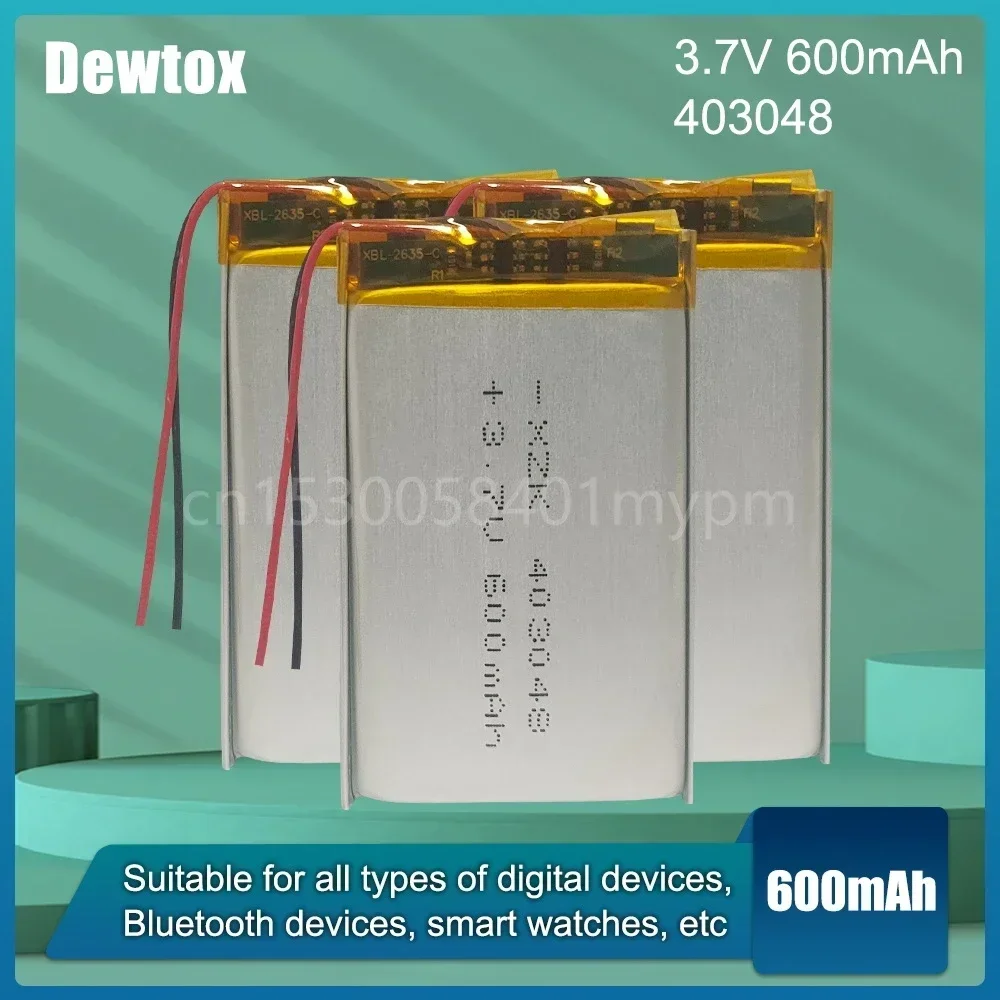 403048 043048 600mAh 3.7V Lipo Lithium Polymer Rechargeable Battery for MP3 MP4 GPS DVD Toy Driving Recorder Bluetooth Speaker