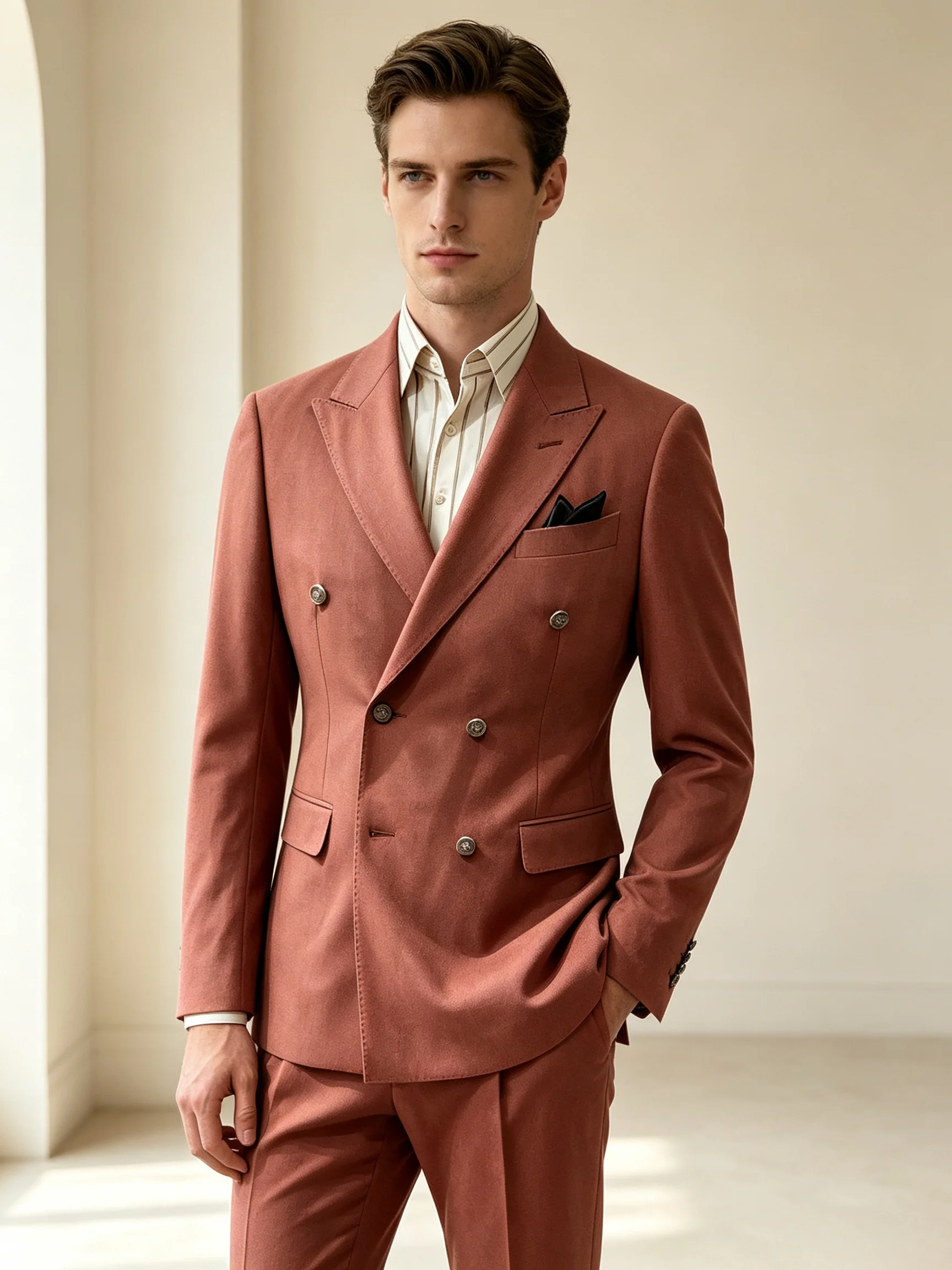 Chic Men Suits Double Breasted Blazer Trousers Fashion Business Groom Wedding Party Tuxedos Prom Formal Blazer Sets Custom