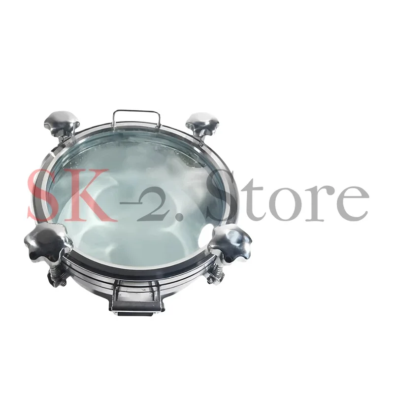 304 Sanitary Grade Large Glass Pressure Manhole Stainless Steel Flange Sight Glass Window Visual Hand Hole Winemaking