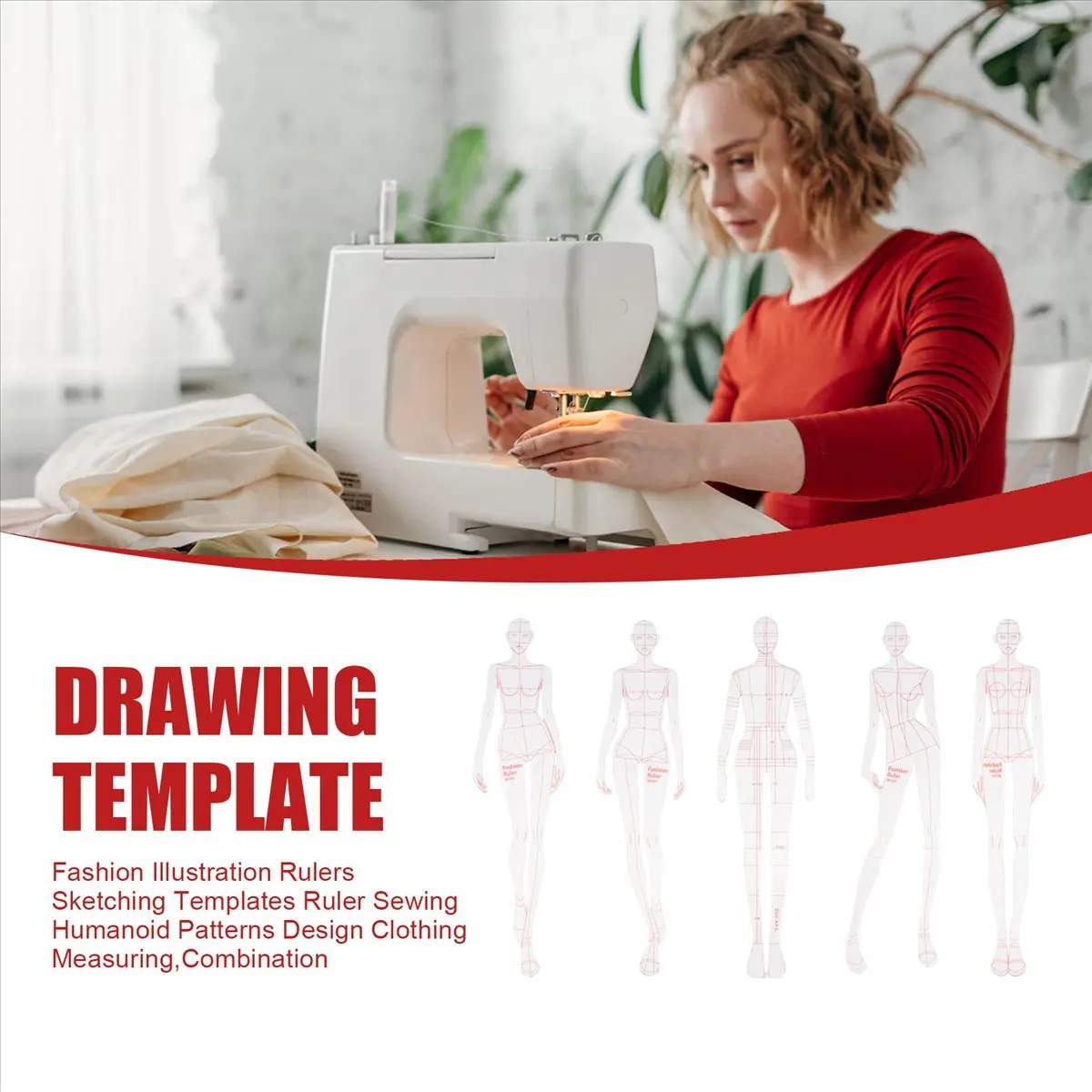 REST Fashion Illustration Rulers Sketching Templates Ruler Sewing Humanoid Patterns Design Clothing Measuring,Combination