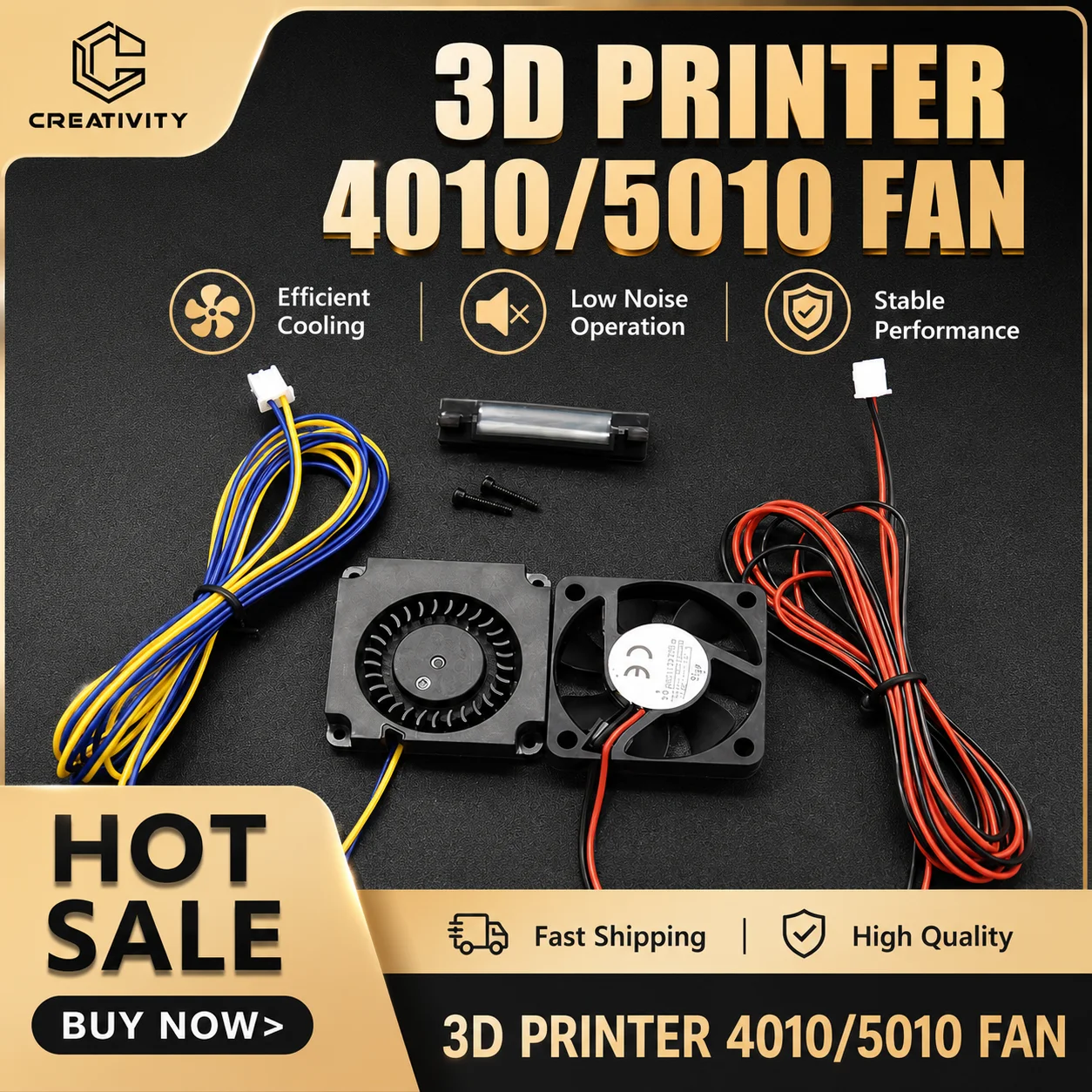 3D Printer Cooling Fan 4010 DC 24V Blower Fan with Active Cooling Fan Duct 40*40*10mm Fan for Ender 3/Ender-3 Pro/Ender 3 V2