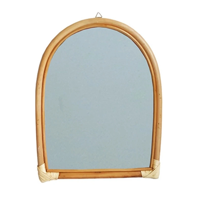 

Rattan Hanging Wall Mirror Innovative Art Dressing Makeup Mirrors For Entryways Bathroom Craft Photo Props