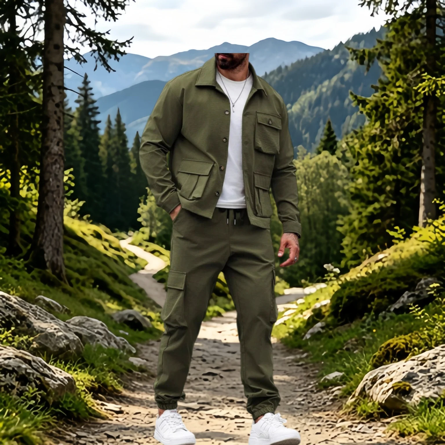 Conjunto Multiusos para Campismo al Aire Libre para Hombre, Primavera/Verano, con Diseño Relajado de Múltiples Bolsillos y Estilo Retro