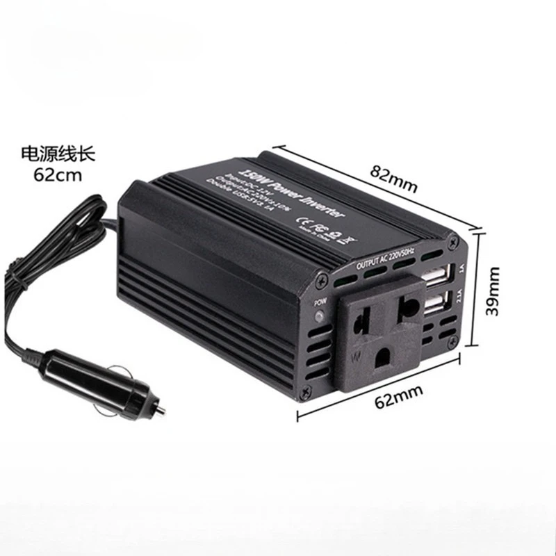 

Car power inverter 150W DC 12V to AC 220V converter mini USB adapter for vehicle laptop charger