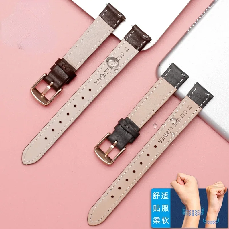 Women's Genuine Leather WatchBands for Casio Fossil Watch Band Folli Follie First Layer Leather Watch Strap 12mm 14mm 16mm image 4