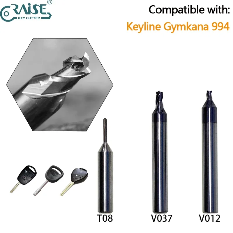 

Key Machine Milling Cutter 1.5mm V012 2.0mm V037 1.0mm T08 Compatible with Keyline Gymkana 994 Key Duplicator Locksmith Tools