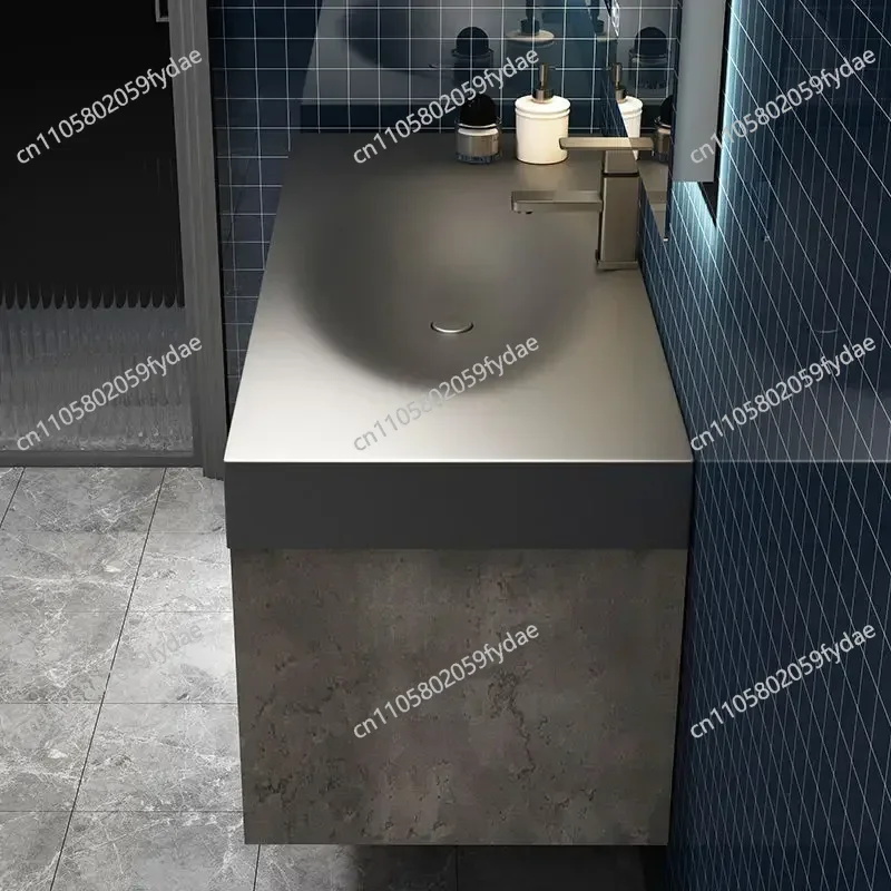 Modern Bathroom Cabinet Smart Mirror Cabinet Rock Integrated Washbasin Bathroom Vanity Cabinets with Sink Bathroom Furniture
