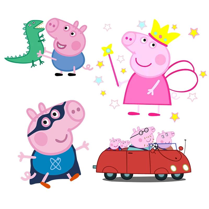 Cartoon Peppa Pigs Patches DIY T-Shirt Cartoon Clothes for Boy Girl Stickers Clothing Ironing Transfer Patch Decor