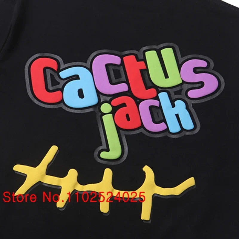 Cactus Jack t-shirt colorata schiumata lettera stampa estate sciolto Casual uomo donna coppia moda girocollo manica corta