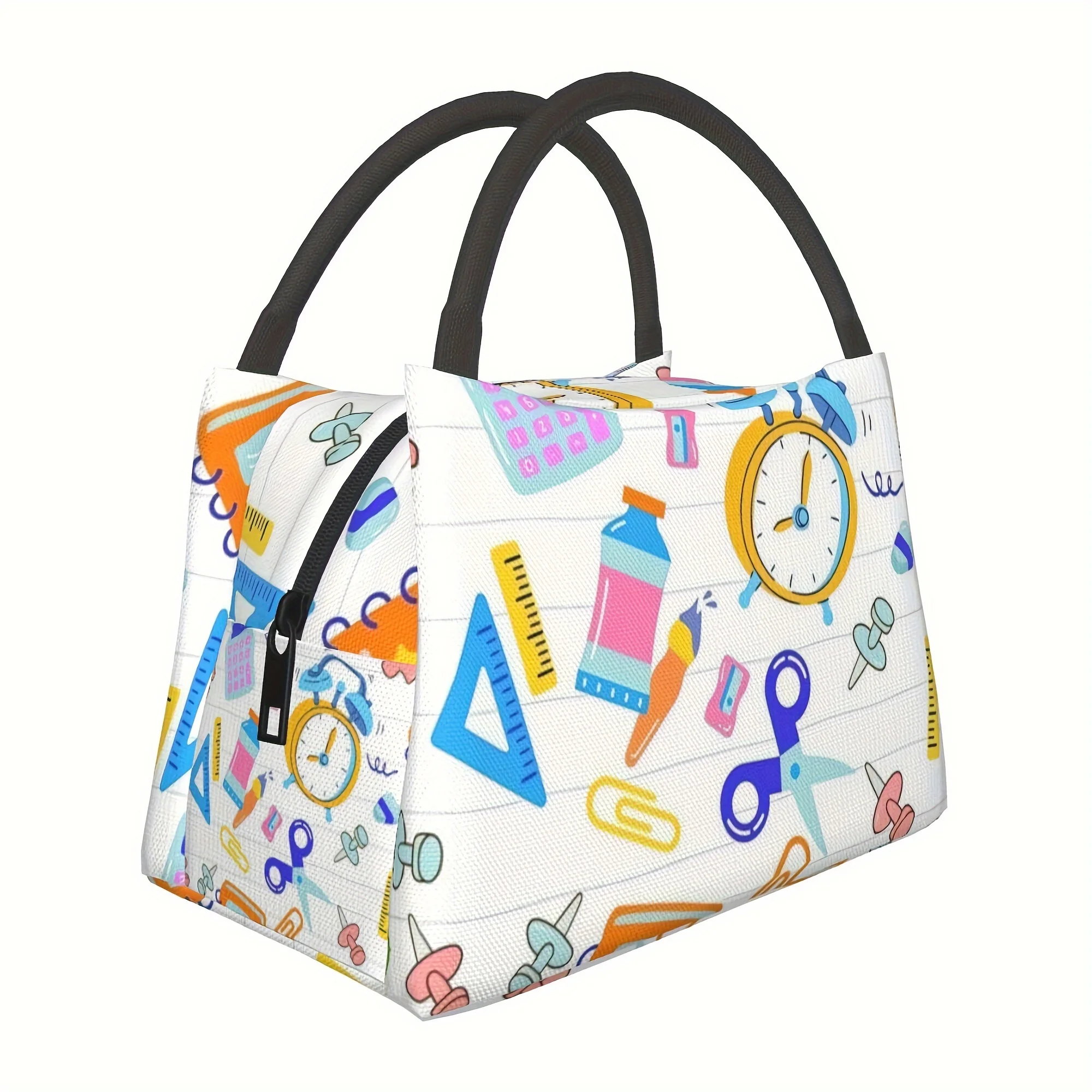 1pc Alarm Clock Scissors Pattern, Portable Reusable Cooling Bag, Insulated Bag, Insulated Lunch Bag, for Camping, Picnics