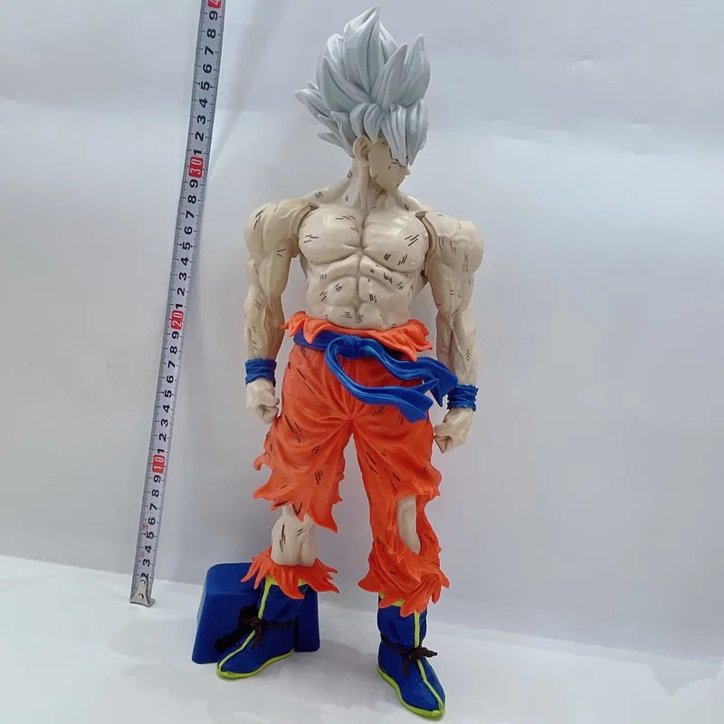 43CM Anime Dragon Ball Son Goku Battle danneggiato dipinto a tre colori modello di capelli giocattolo collezione regalo Extra Large Action Figure PVC