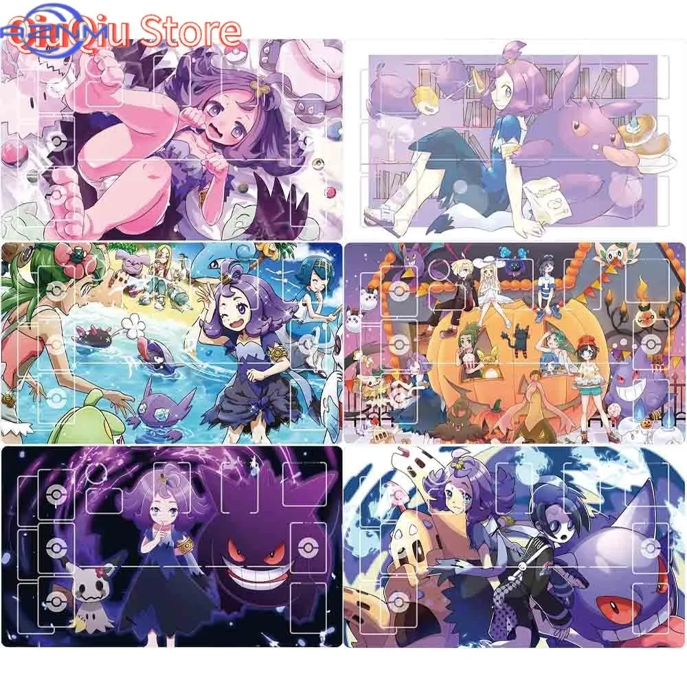 Pokemon Ptcg Card Mat Lillie Acerola Gengar Mimikyu Dedicated Game Card Battle Duel Board Anime Characters Card Pad