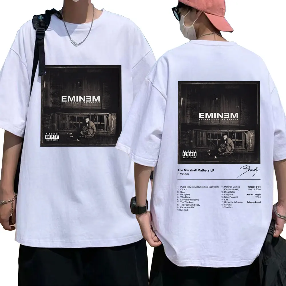 Eminem Rapper T Shirt The Marshall Mathers LP Album Print Vintage T-shirt Casual Short Sleeve Men Women Loose Tees Streetwear