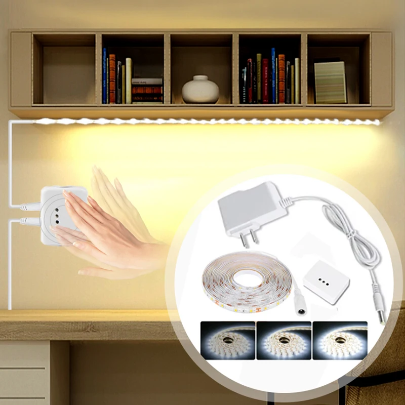

Wave Sensor LED Strip Light DC12V 2835SMD 1M 2M 3M 4M 5M For Kitchen Cabinet Bathroom Bedroom DIY Decor Cold Warm Light Strips