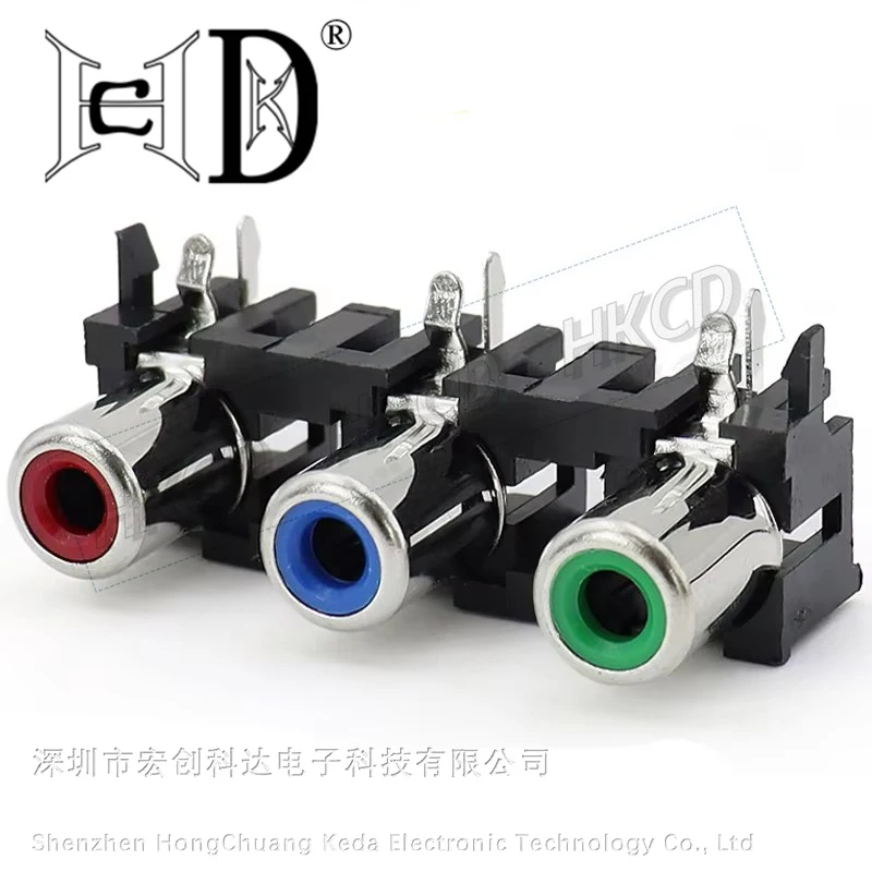 10pcs AV3-8.4-5 RCA Lotus Socket 3-Hole Yellow White Red Three Color Audio and Video Signal Output Connector