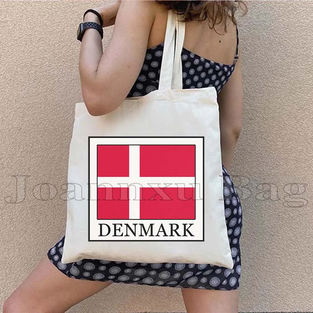 

Denmark Flag Map Canvas Tote Bag LOVE HEART Copenhagen Skyline Denmark Girl Cityscape Cute Gifts Womens Shopper Cotton Handbag