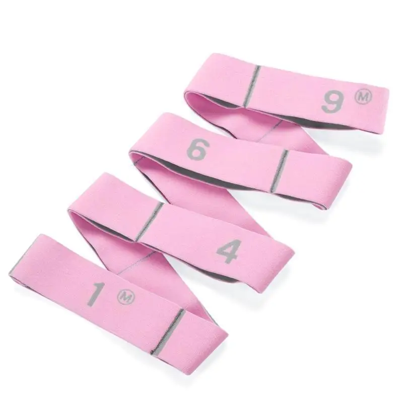 652F حزام مطاط مع 9 حلقة حزام اليوجا المرن لرقص البيلاتيس وتمتد العلاج الطبيعي اللياقة البدنية تمتد الفرقة