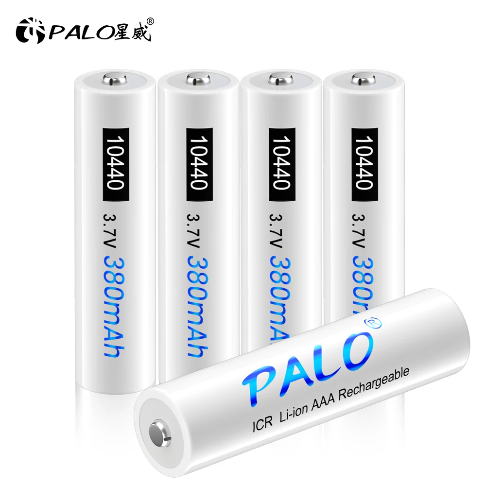 

PALO 4-32pcs 10440 AAA lithium battery 380mAh 3.7V Li-ion AAA Rechargeable Batteries for Flashlights Camera Power Torch Shaver