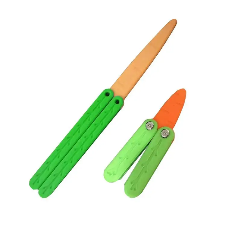 3D Carrot Butterfly Knifes Cartoon Carrot Design Gravity Swing Toy Training Butterfly Knifes Flat Replace Toy Halloween Gift