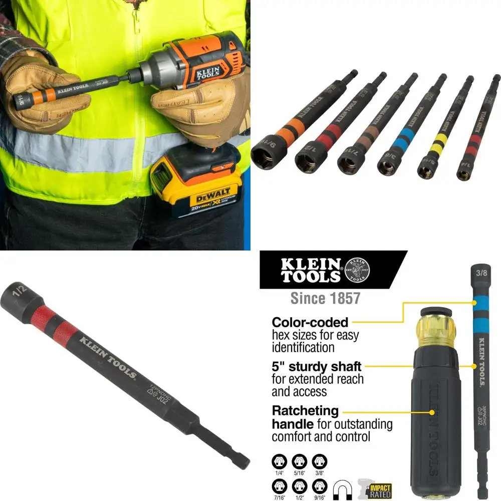 

Набор торцевых ударных ключей с храповым механизмом 32950, с рукояткой, магнитный, с цветовой кодировкой, 6 размеров SAE, включая рукоятку