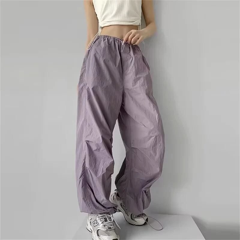 

Lightweight Thin Wide Leg Pants Women 2026 Streetwear Pleated High Waist Sport Trousers Woman Solid Color Loose Sweatpants