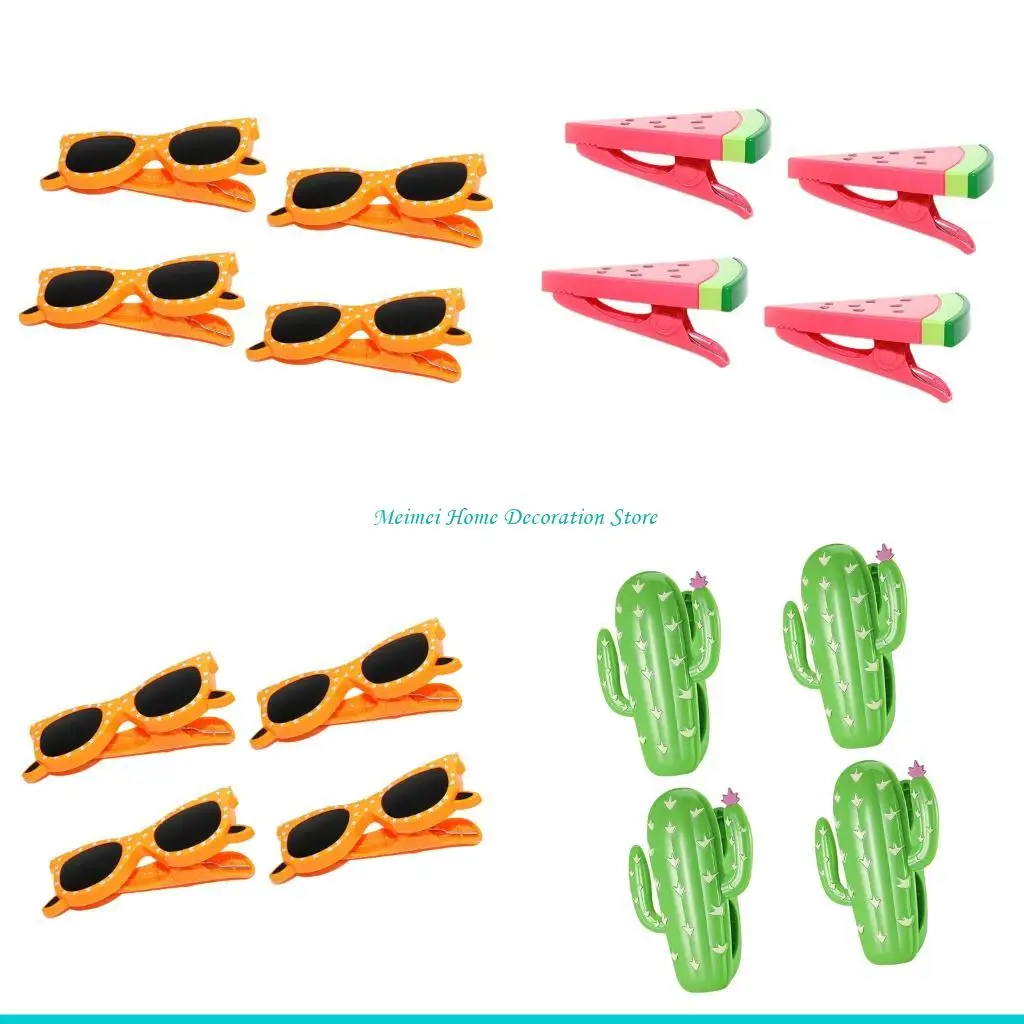 H7BF Animal Beach Towel Clip Set Of 4 With Nonslip Wide Teeth For Outdoor Camping And Poolside Use In Various Fun Design