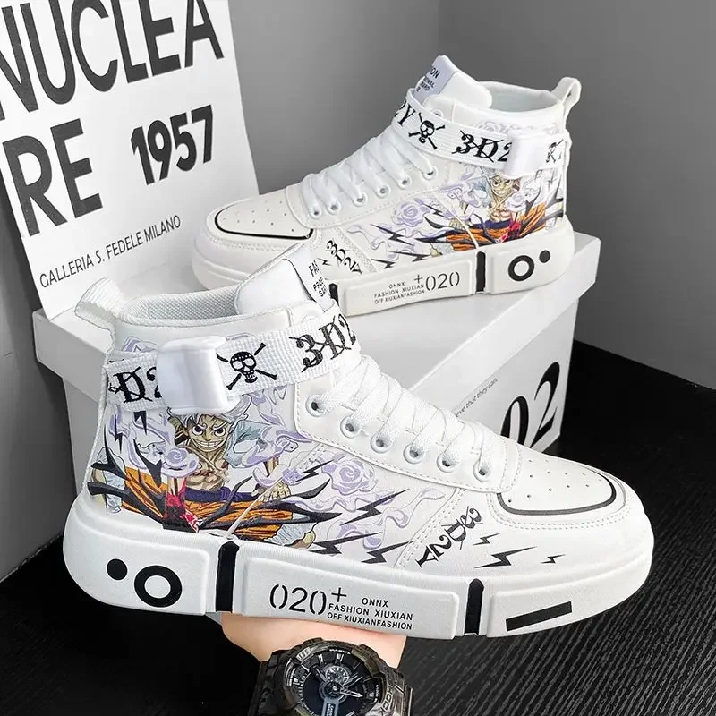 Neue One Piece Anime coole Cartoon High-Top-Sneaker fünfte Geschwindigkeit Nika Ruffy personalisierte Student kreative lässige Sneakers Geschenk