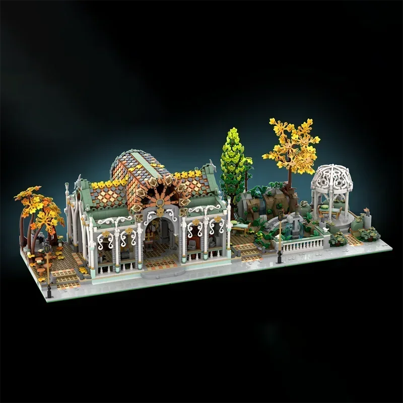 2025 moc bloco de construção modular mercado hall anel mágico filme modelo tecnologia tijolo diy montagem construir brinquedo feriado presente aniversário