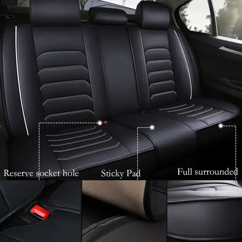 JHLU Universal Car Seat Cover 5-Seat Car Seat Covers Faux Leather Full Set Waterproof for All Car Models Auto Accessories Interi