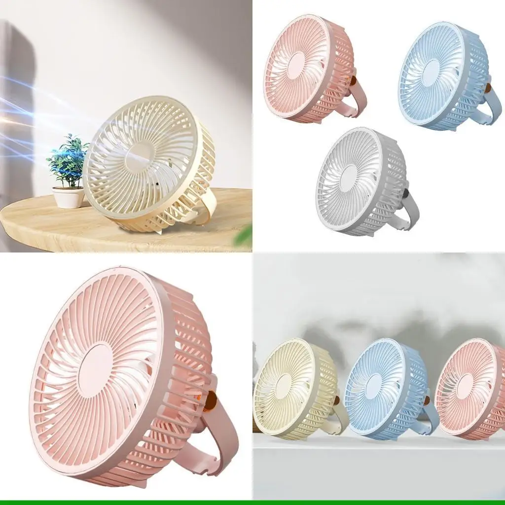U55C 6.9'' Multi-function Remote Control Timing Hanging Fan with Hook+Lamp 2000mAh Small Ceiling Fan USB Charging for Kids