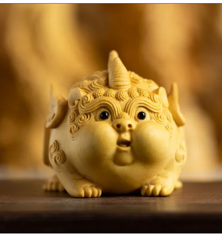 

Маленькая резьба по листьям самшиту, резьба по твердой древесине, милый милый зверь, зверь, Пиксиу Вэн, игра в руку, чтобы играть в подарок, поднос, украшения