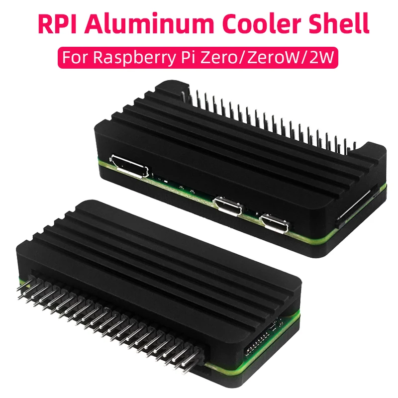 Raspberry Pi Zero Aluminum Case Passive Cooler Shell with Silicone Cooling Pad GPIO Header for Raspberry Pi Zero / Zero W / 2W