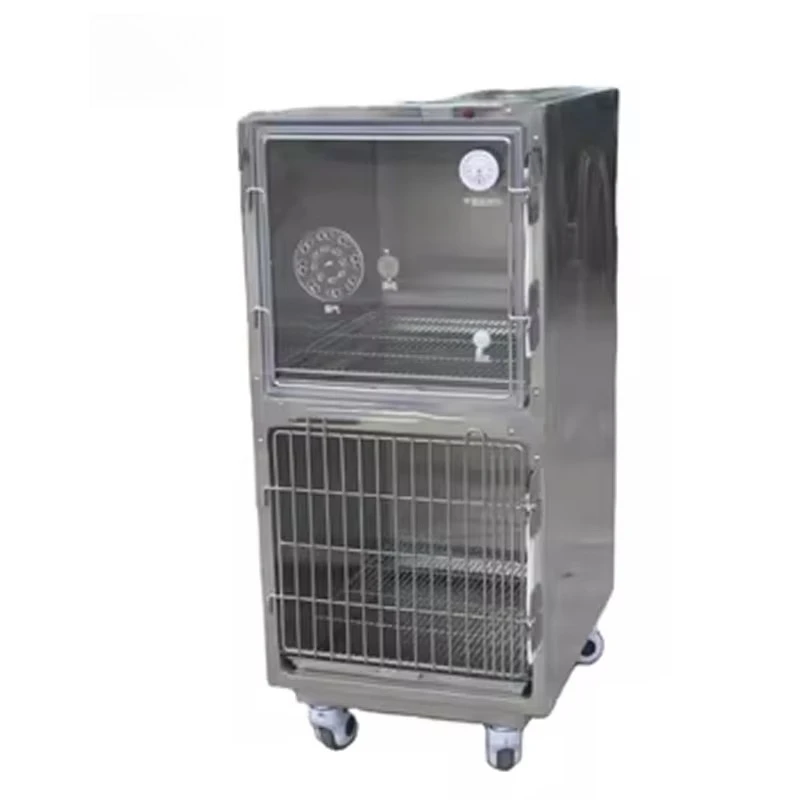 

EUR VET Professional Hospital Equipment Pet Oxygen Cages With 2 Doors And Wheel For Dog Cat Use