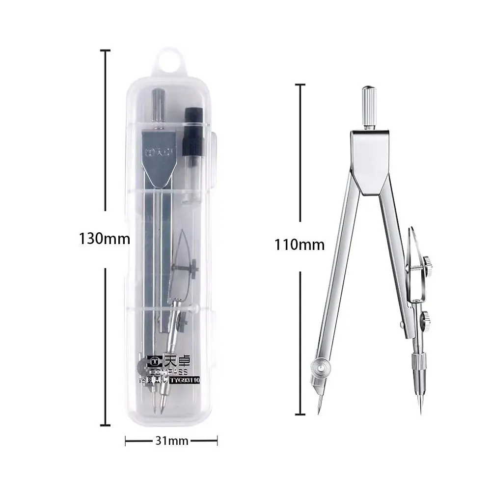 1 Set of Metal Compasses, Professional Drawing Tools, High-Precision Mechanical Compasses, with 3 Replacement Lead Cores.